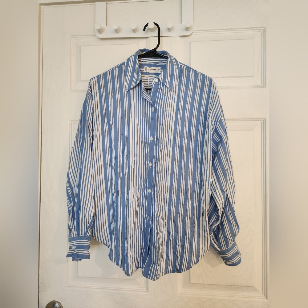 Everlane * Tencel Oversized Shirt * Granada Sky Blue/Bone * XXS